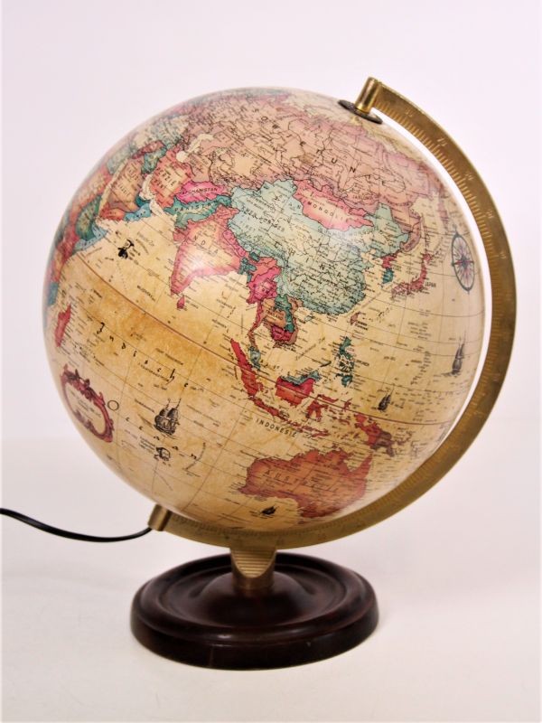 Vintage 'Scan-globe' wereldbol met verlichting